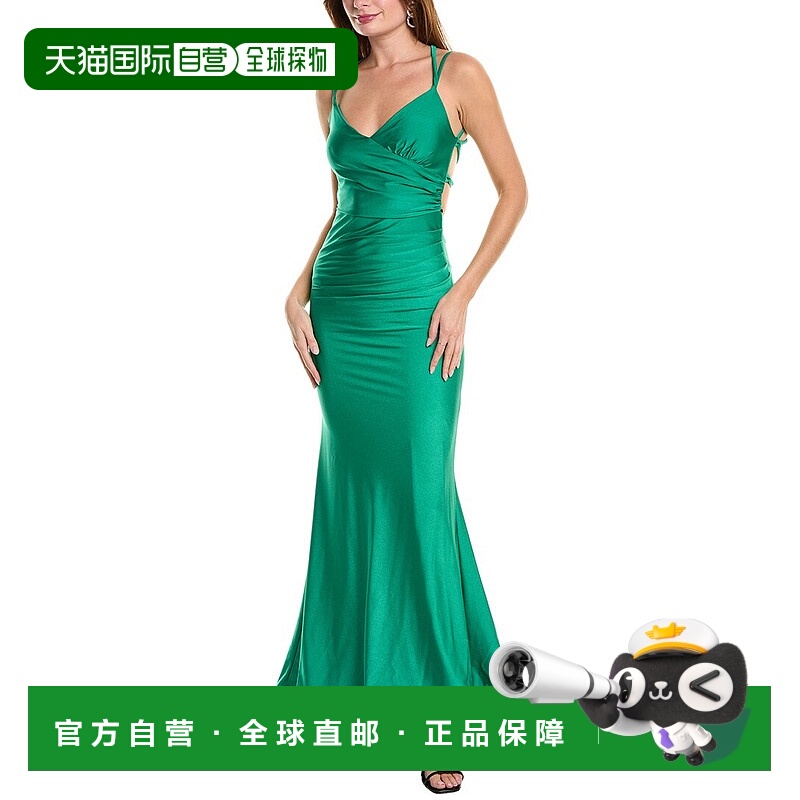 自营issue new york发行纽约Strappy礼服-祖母绿 美国奥莱直发