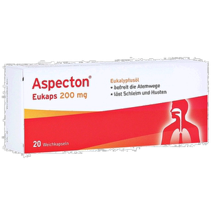 欧洲直邮德国Aspecton桉树油化痰止咳胶囊20粒排痰清肺舒肺支气管