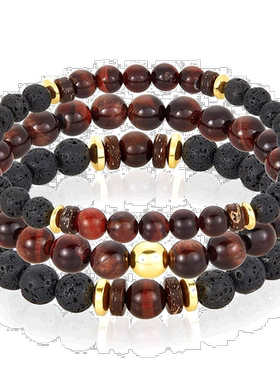 自营 Crucible Los Angeles 3 件装红色虎眼石、熔岩、木材和金色