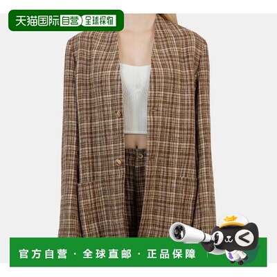 1h可退 香港直邮AURALEE 女士 Veste à carreaux sans col 夹克