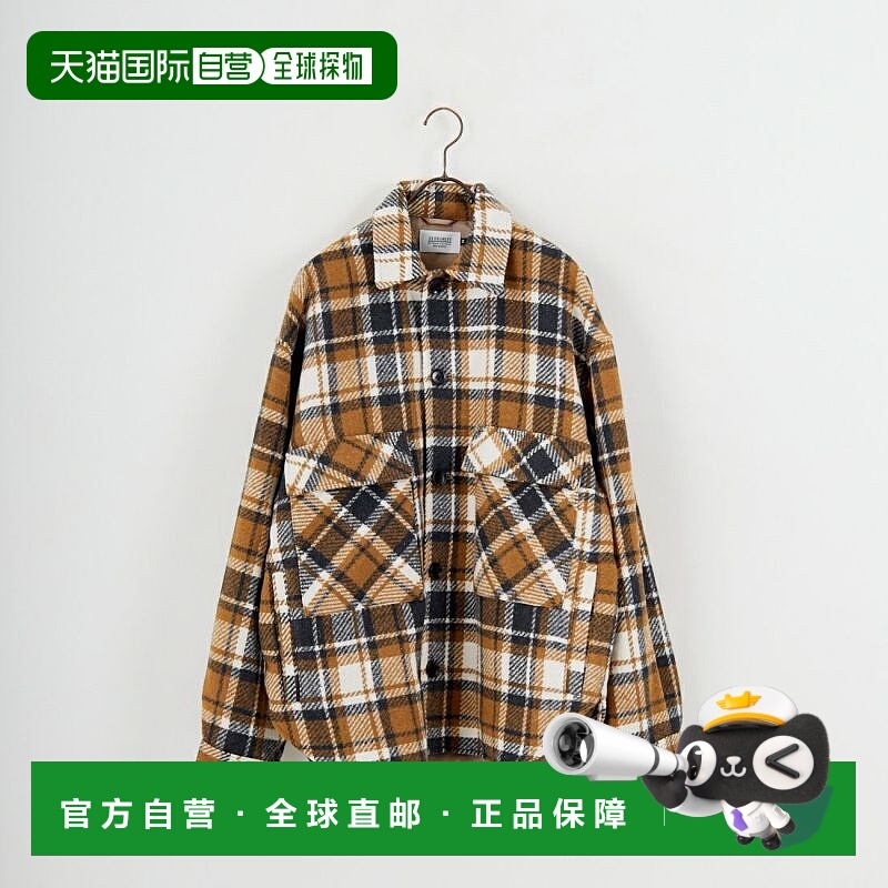 1h可退 日本直邮33Degrees 男装 宽松版型梅尔顿格纹CPO外套 半拉