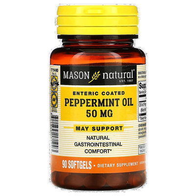 香港直发Mason Natural薄荷油软凝胶90粒增强肠溶胆汁胶囊保健品