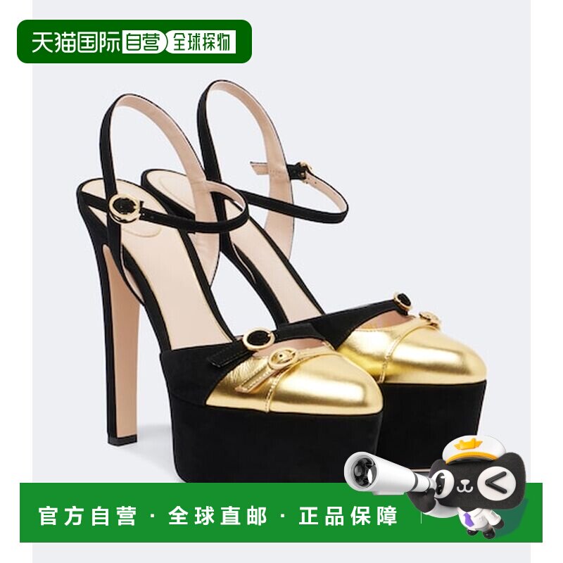 香港直邮valentino 华伦天奴 女士 Crasher 绒面革皮质防水台凉鞋
