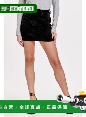 自营 dear john denimQuinn迷你裙黑色皮革-黑色皮革 美国奥莱直