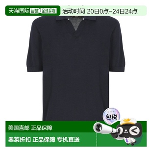 自营 美国奥莱直发 peserico蓝色棉质丝绸Polo衫 蓝色