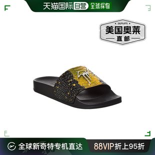 蛇纹压花皮革拖鞋 Giuseppe Newburel 美国奥莱 Zanotti 黑色