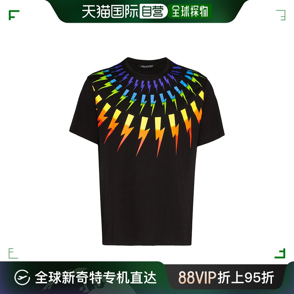 香港直发NEIL BARRETT男士黑色闪电印花T恤 BJT725S-N502P-1874