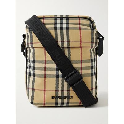 潮奢 Burberry 男士Logo-Embellished Checked Shell Messenger B