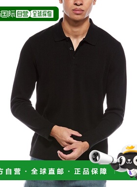 自营Vince Variegated Waffle Polo Shirt - black 美国奥莱直发