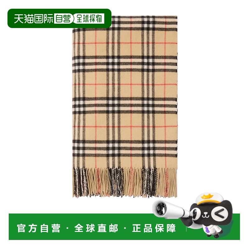 1h可退 香港直邮BURBERRY 男士围巾 81194801 AW2025 棕色 格纹羊