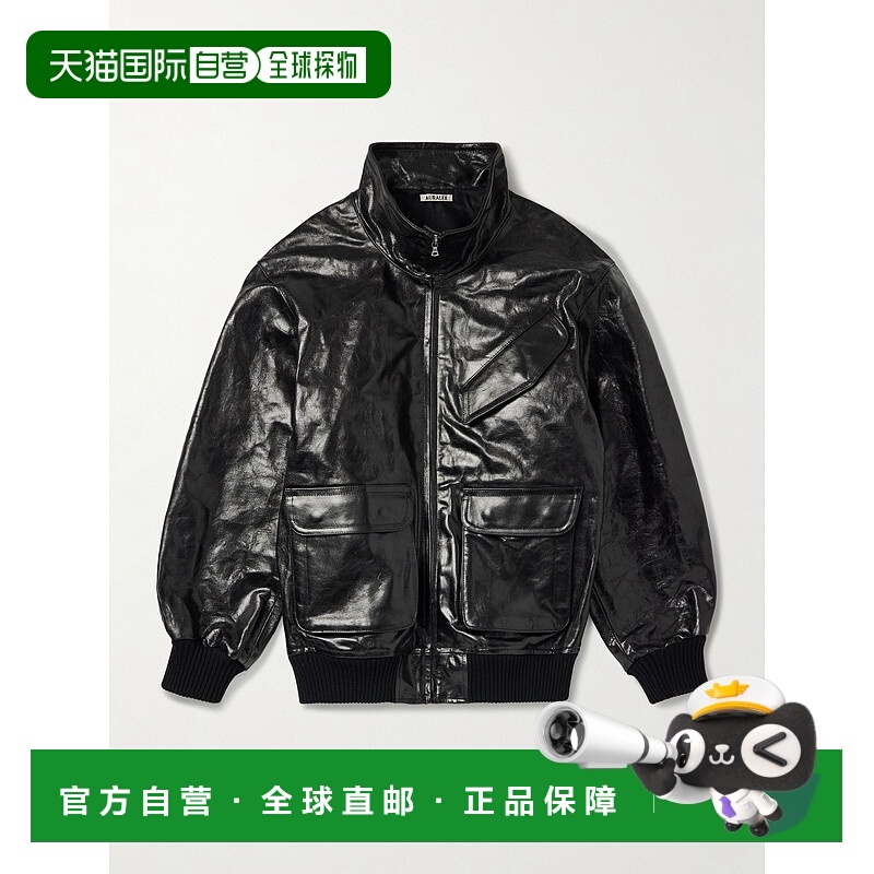 1h可退 香港直邮AURALEE 男士 皮革宽身束腰夹克 A25AB01WX533382