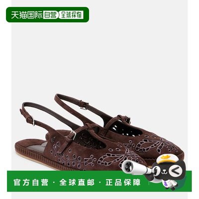 1h可退香港直邮Jimmy Choo周仰杰女士 Amiee刺绣绒面革麻底鞋