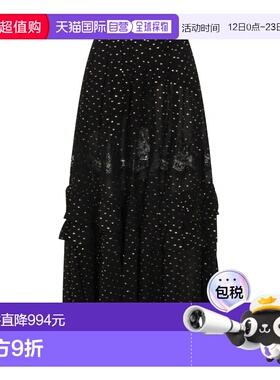 1h可退 香港直邮Self-Portrait 女士 黑色粘胶纤维半身裙 RS26196