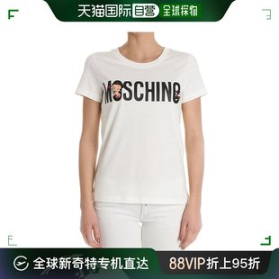 EA0707 香港直邮Moschino 女士白色纯棉T恤 0540 莫斯奇诺 1001