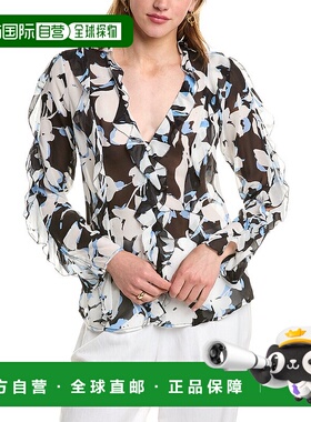 自营 Nicholas Amira 斜纹荷叶边真丝上衣 - 黑色 美国奥莱直发