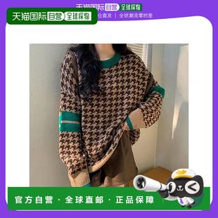 宽松上衣长袖 Miniministore女士毛衣褐色针织衫 日本直邮