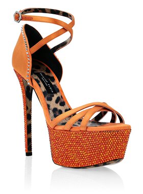 philipp plein【美国奥莱】直发 水晶厚底凉鞋 - 橙色