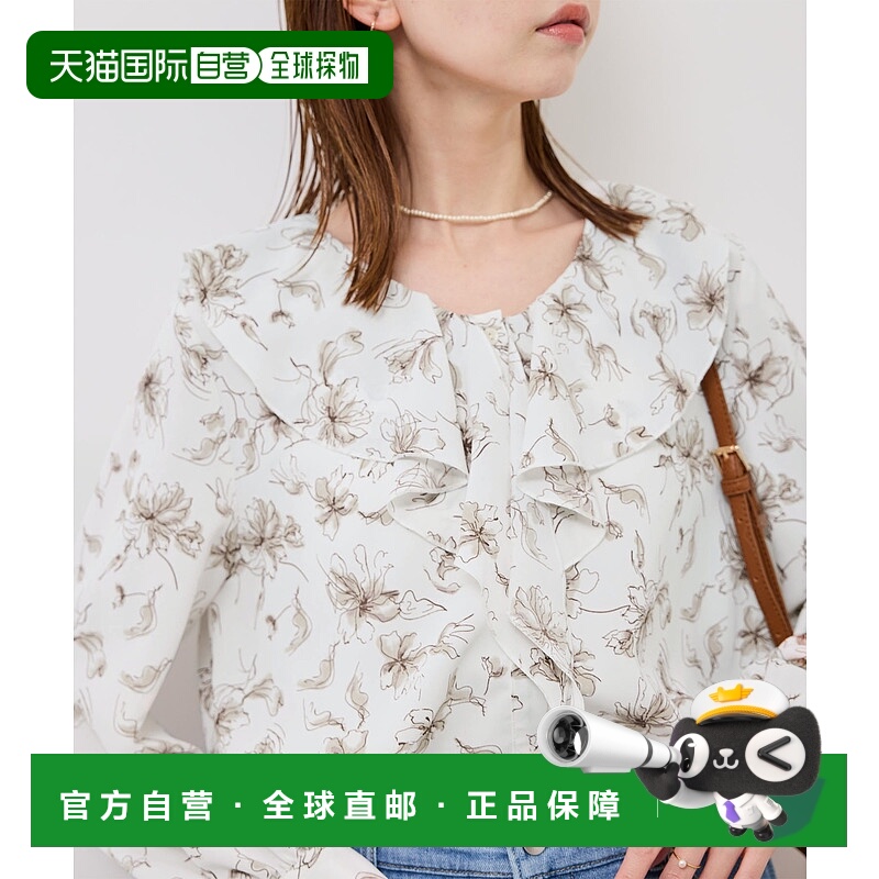 1h可退 日本直邮ROPE' PICNIC 若佩尼 女装 手绘风花型荷叶边衬衫