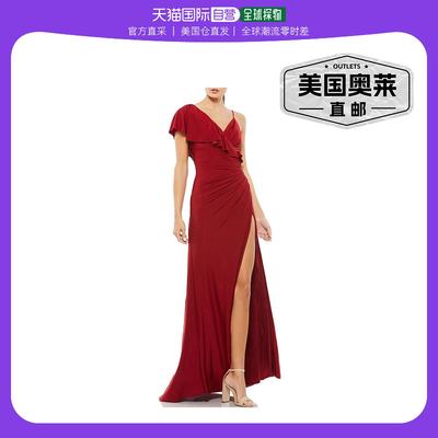 mac duggal女士 One Shoulder Maxi Evening Dress wine 【美国奥