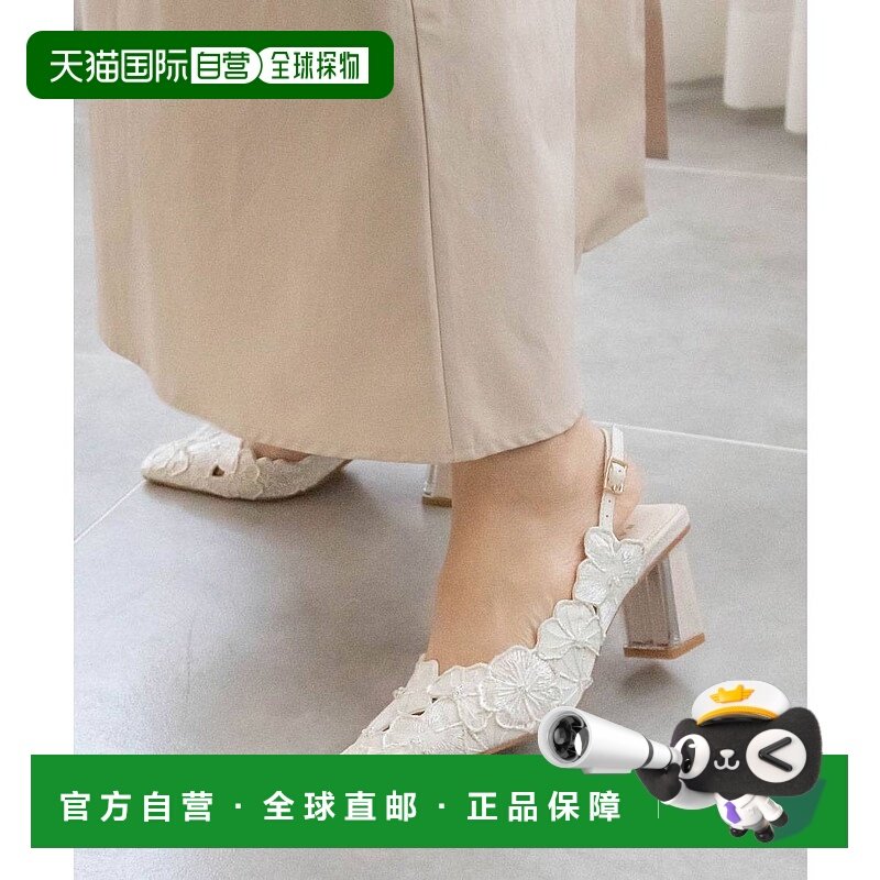 日本直邮Randa 花卉切割带扣高跟鞋 单鞋 黑色 RA041BW12984