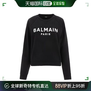 印花时尚 香港直邮Balmain巴尔曼女士T恤黑色圆领长袖 休闲百搭