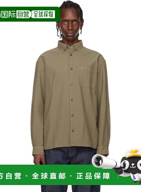 1h可退 香港直邮潮奢 A.P.C. 男士 卡其色 Mateo Logo 衬衫 COHAH