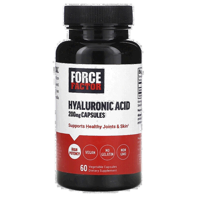 香港直邮Force Factor，透明质酸，200 毫克，60 粒植物胶囊动物