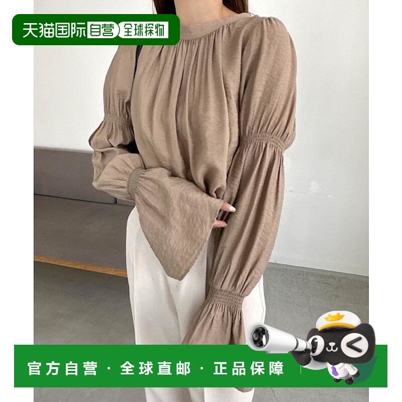 1h可退 日本直邮andme 后蝴蝶结糖果袖 长袖衬衫 雪纺衬衫上衣