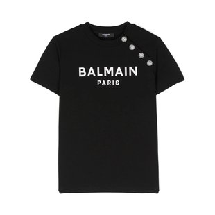 黑色 BALMAIN AW2024 男童T恤 圆领T恤 BV8Q71Z2389930BC