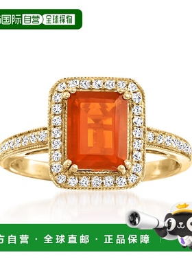 自营 14 克拉黄金 Ross-Simons 火蛋白石和钻石戒指 - 橙色 美国