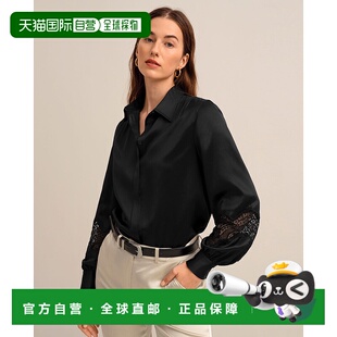 自营lilysilkArmeria Lace Silk Blouse for Women - black 美国