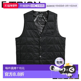 日本直邮TAION 内搭羽绒背心马甲外套男士 纽扣 纽扣羽绒背心黑海