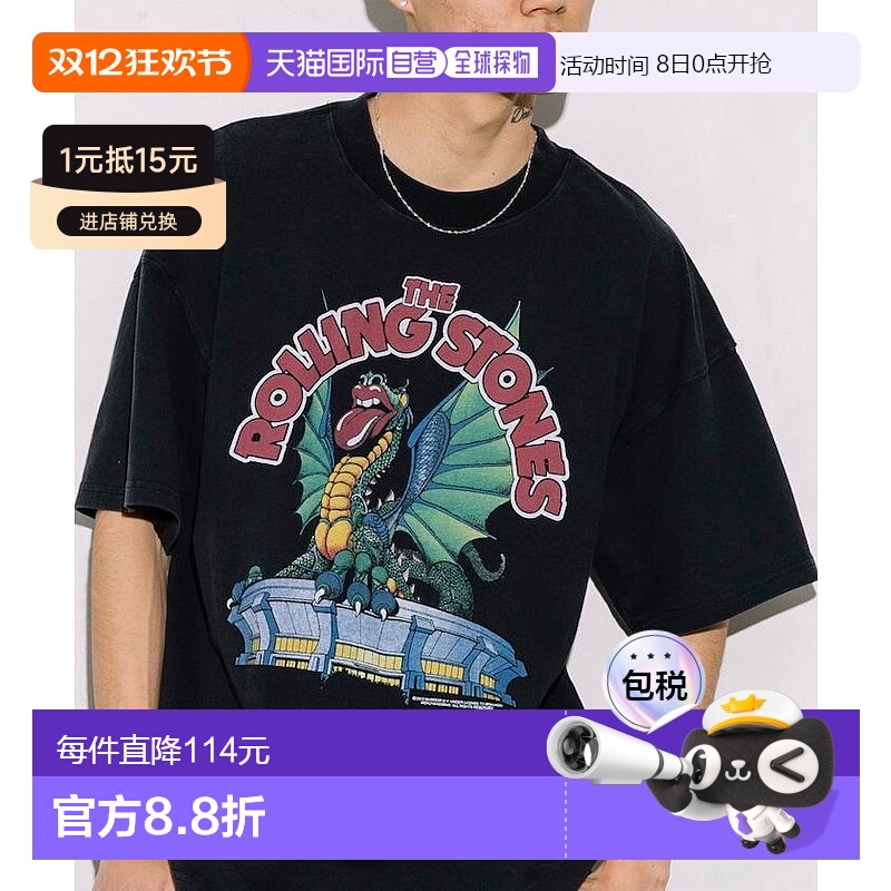 1h可退 日本直邮FREAK'S STORE The Rolling Stones 前卫印花大号