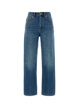 TORY BURCH 女士牛仔裤 166401433 SS2025 蓝色 腰带环牛仔裤
