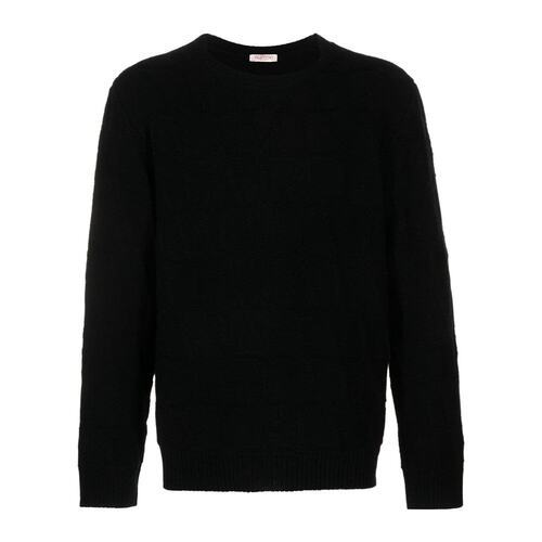 VALENTINO 男士针织毛衣 VKC28W9WWMXM SS2024 黑色 嵌花针织毛衣