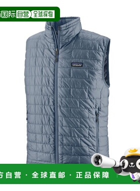 自营欧洲直邮PATAGONIA NANO PUFF男士灰蓝色再生聚酯羽绒马甲