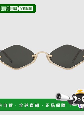 自营欧洲直邮Gucci古驰女士金的几何框太阳镜墨镜