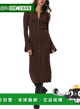 自营PAIGE  Sundara Silk-Blend Dress - brown 美国奥莱直发