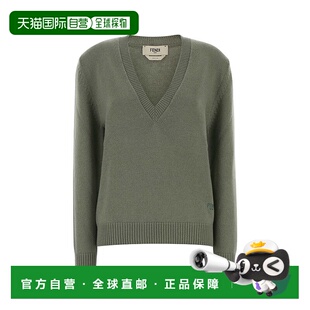 香港直邮Fendi 芬迪 女士 SAGE 绿色弹力羊绒毛衣 FZXD89AYLS