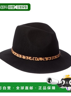 自营Bruno Magli羊毛毛毡羊毛Fedora-黑色 美国奥莱直发
