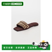 香港直邮Simkhai 女士 Faye 1h可退 珠饰绒面革凉拖平底鞋