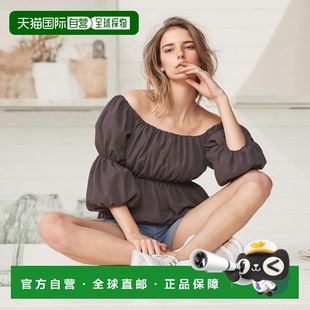 上衣 日本直邮日潮 peplum 透视气球袖 pm372露肩连衣裙内搭 GRL