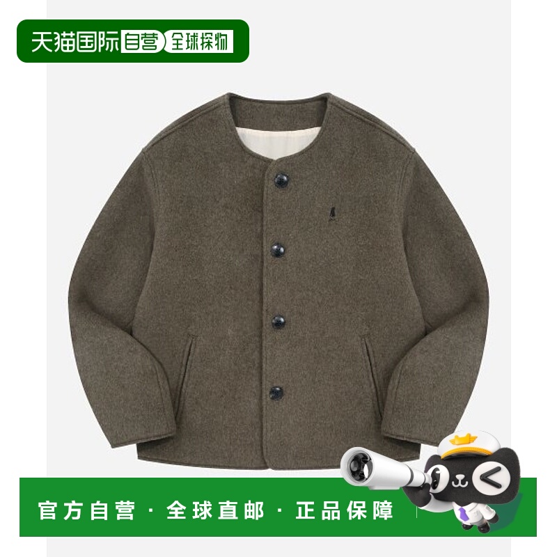 韩国直邮YALE WOOL 4 BUTTON COLLARLESS JACKET KHAKI夹克YD09JK