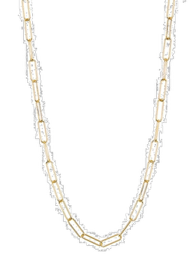 自营Adornia回形针链项链首饰可调节长度14k镀金黄铜黄色 美国奥