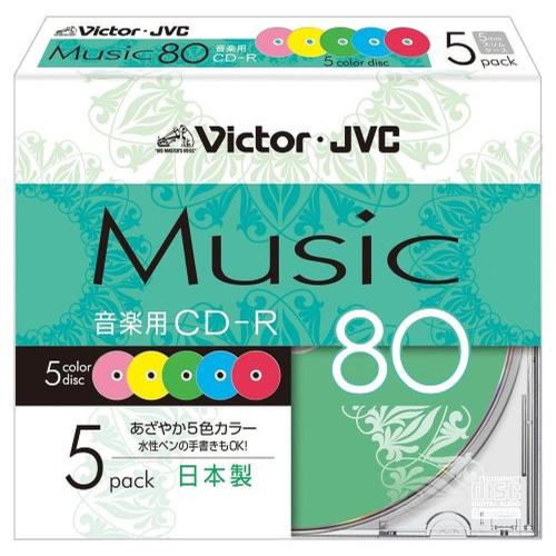 日本直邮Victor 音乐用 CD-R 80分钟 可彩打 5张 CD-A80XR5