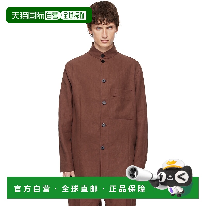 1h可退 香港直邮潮奢 zegna 杰尼亚 男士 橙色 Standing Collar