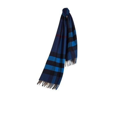 BURBERRY 男士围巾 39782631 AW2021 黑色  格纹羊绒围巾