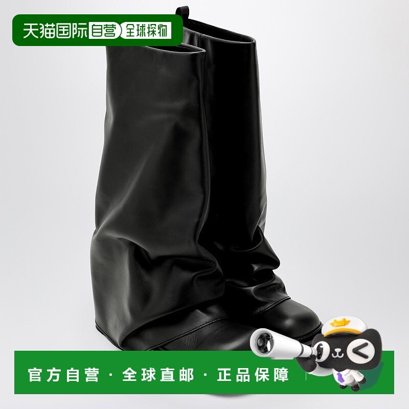 1h可退 香港直邮The Attico 女士 Combat Robin 黑色皮质靴子 241