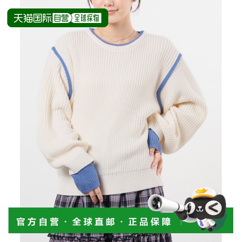 日本直邮Honeys 女士 撞色宽松圆领针织衫 636311【付后1h可退】