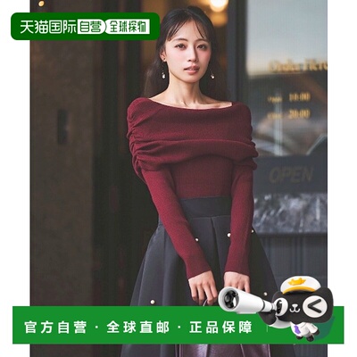1h可退 日本直邮Swingle 女装 宽松半露肩 针织上衣 侧褶设计 200